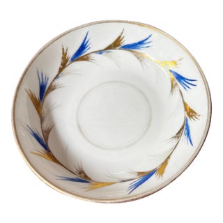 Small 1970s Blue and Gold Rimmed Ceramic Saucer For Sale