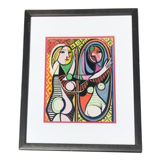 Picasso’s “Girl Before a Mirror” Giclee Print Double Matted and Framed For Sale