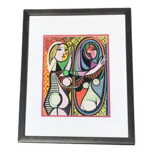 Picasso’s “Girl Before a Mirror” Giclee Print Double Matted and Framed
