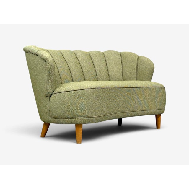 Green Asko, Sofa, Green Fabric, Lacquered Wood, Finland, 1950s For Sale - Image 8 of 10