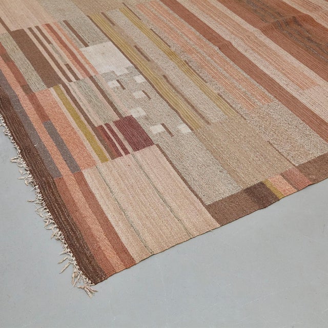 Finnish Flat-Weave Carpet by Laila Karttunen for Kiikan Mattokutomo, 1930s For Sale - Image 9 of 13