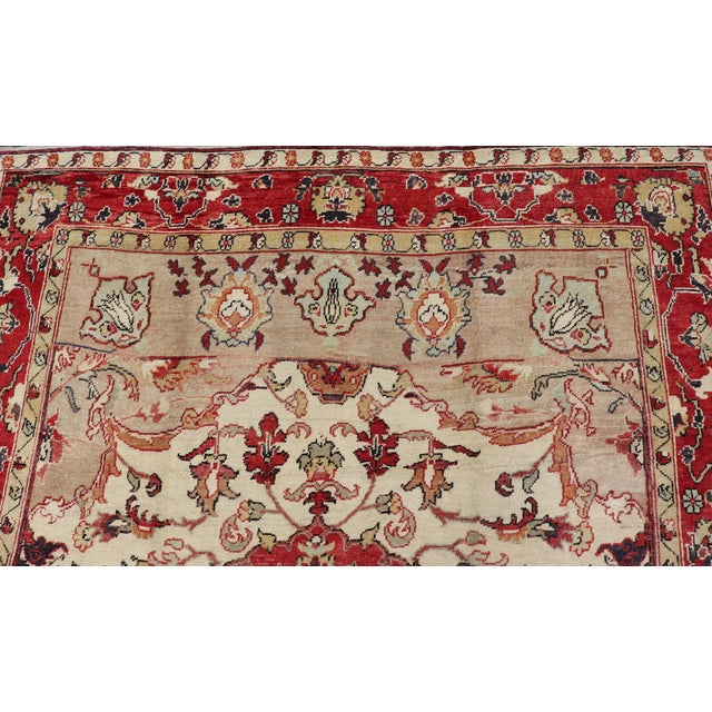 Antique Turkish Sivas Rug With Red, Taupe, Light Green and Cream Colors For Sale - Image 13 of 15