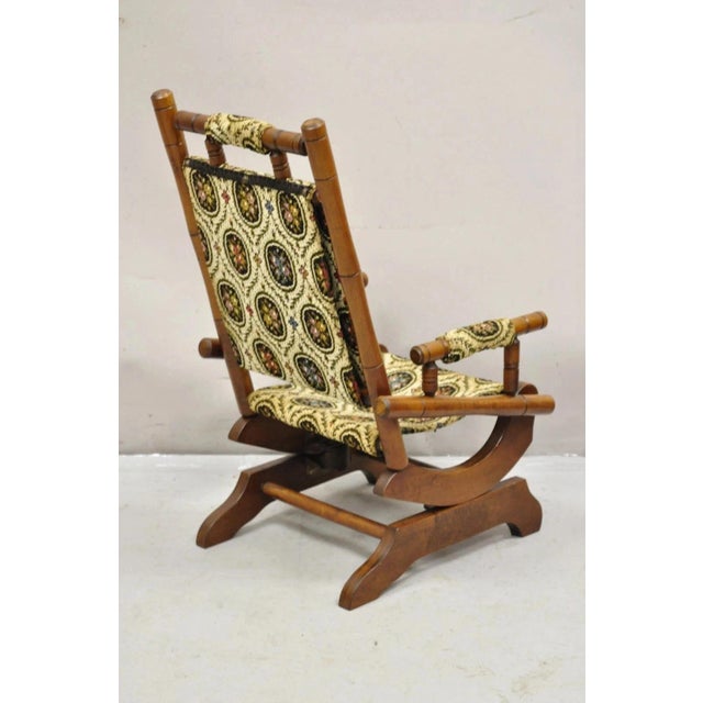 Antique Victorian Small Child's Maple Wood Platform Rocker Rocking Chair For Sale - Image 9 of 9