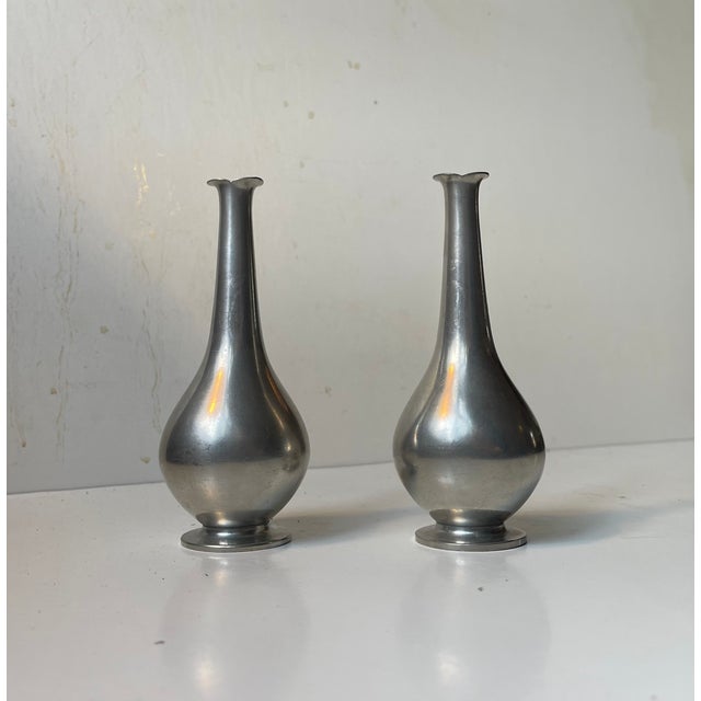 Art Deco Pewter Vases from Just Andersen, 1930s, Set of 2 For Sale - Image 3 of 9