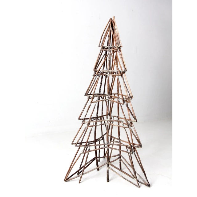 Brown Vintage Rustic Christmas Twig Art Tree For Sale - Image 8 of 10