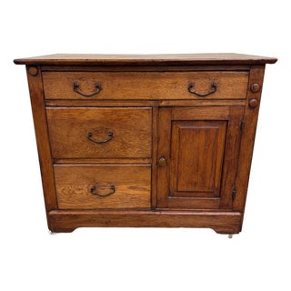 Antique Arts & Crafts Oak Washstand With Castors For Sale