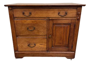 Antique Arts & Crafts Oak Washstand With Castors