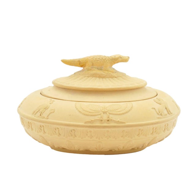 Ceramic Caneware Creamer and Covered Sugar Bowl in the Egyptian Taste by Schiller & Gerbing, C. 1835 For Sale - Image 7 of 12