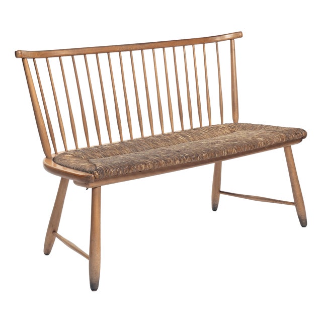 Straw Spindle Bench by Arno Lambrecht for WK Möbel, 1950s For Sale