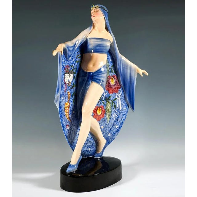 Excellent marcell goldscheider figurine of the 1930s: dreamy, striding dancer in a harem costume, her hair covered with a...