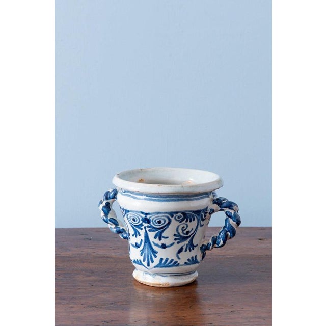 17th Century Nevers Faience Blue and White Jasmine Vases, Set of 2 For Sale - Image 10 of 18