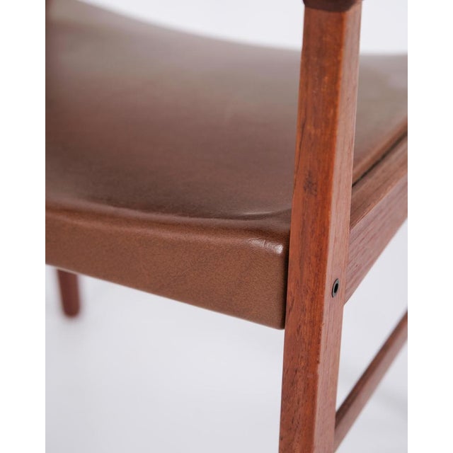 Vintage Danish Armchair in Teak and Brown Leather, 1960s For Sale - Image 6 of 11