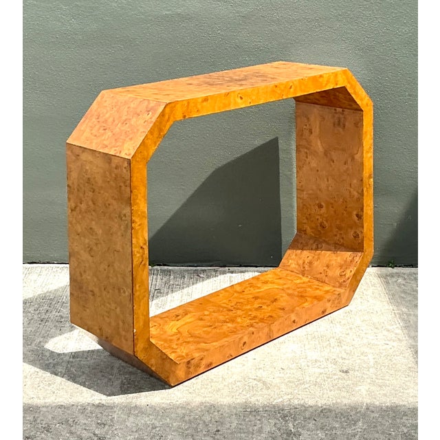 Vintage Burl Wood Console Table For Sale - Image 9 of 13