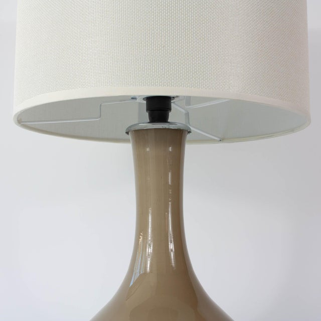 Beige Vintage Portuguese Grey Opaline Glass Table Lamp, 1960s For Sale - Image 8 of 13