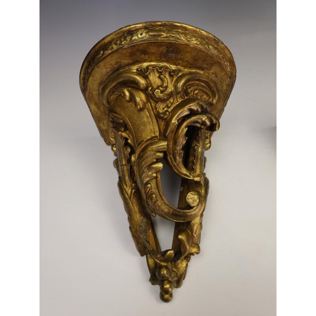 Late 19th Century Antique 19th Century Rococo Revival Giltwood Wall Brackets, 1880, Set of 2 For Sale - Image 5 of 18