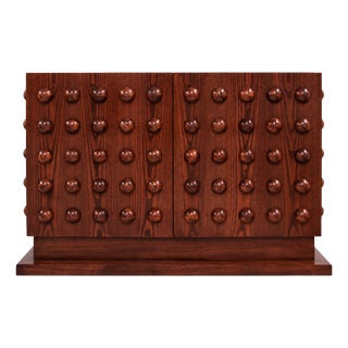 Italian Brutalist Hand-Carved Oak Sideboard, 2000 For Sale