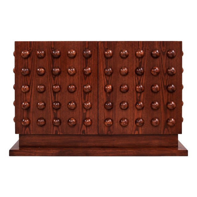 Italian Brutalist Hand-Carved Oak Sideboard, 2000 For Sale