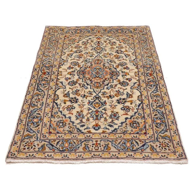 Kashan Rug in Hand-Knotted Virgin Wool For Sale - Image 4 of 11