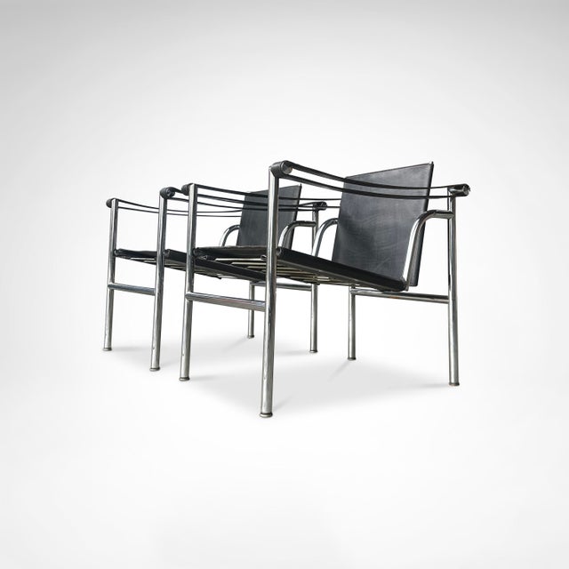 Metal Vintage LC1 Armchair by Le Corbusier for Cassina 1970s, Set of 2 For Sale - Image 7 of 13