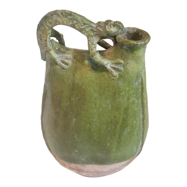 Late 19th Century Green Oval Oil Vessel For Sale