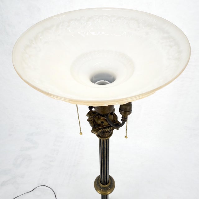 Adjustable Height Heavy Brass Tripod Base Claw Feet Antique Floor Lamp For Sale - Image 14 of 17