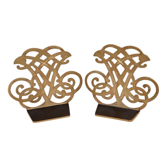 Virginia Metalcrafters Thomas Jefferson Cipher Brass Bookends, a Pair For Sale - Image 4 of 5