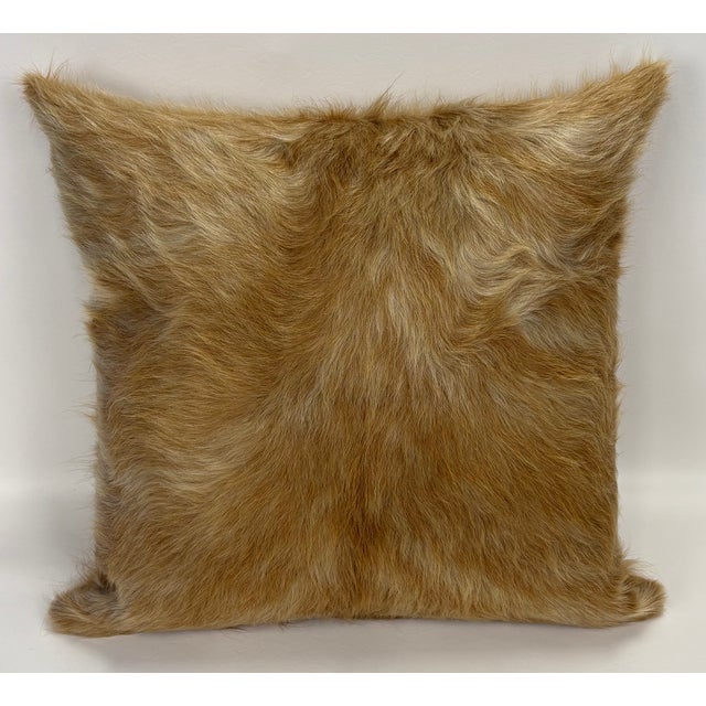 18” X 18” Premium Colombian Champagne Long-Haired Cowhide Pillow Cover - Handcrafted by Pablo Sota Designs For Sale In Tampa - Image 6 of 11