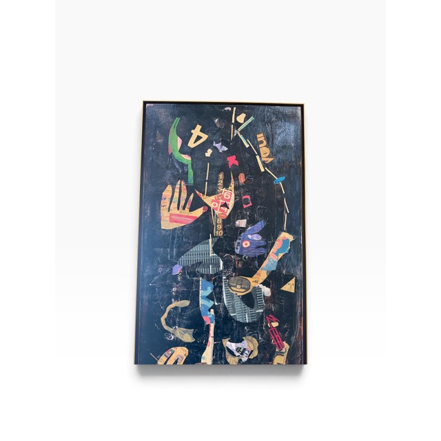 Late 20th Century Large 61" Vertical Mixed-Media Collage "Musician" by Fern Samuels (Arc Gallery Founder) For Sale In West Palm - Image 6 of 9