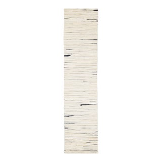 3 X 12 Contemporary Ivory Moroccan Style Handmade Wool Runner For Sale