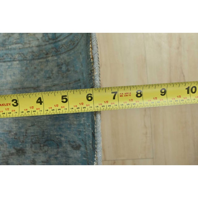 Tabriz Rug 8’1” X 11′ Blue Wool Vintage Overdyed Hand-Knotted Carpet For Sale - Image 13 of 15