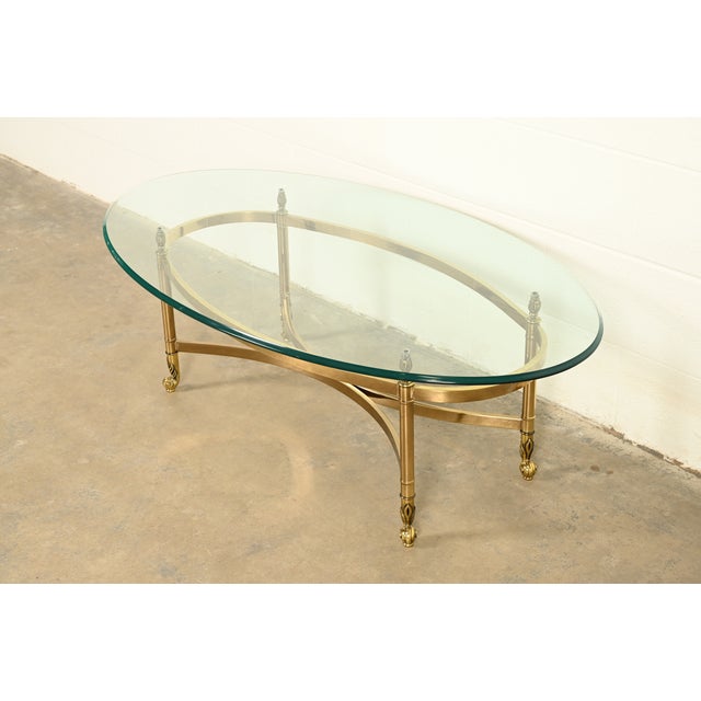 Mid-Century Modern LaBarge Hollywood Regency Brass and Glass Cocktail Table, Circa 1960s For Sale - Image 3 of 11