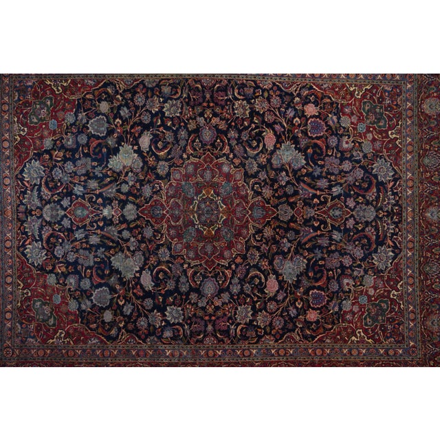 Vintage Persian Kashan Rug 9'6" X 11’6” For Sale In New York - Image 6 of 9