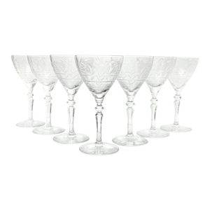 1950s Rock Sharpe “Anniversary” Set of 7 Liquor Cocktail Glasses