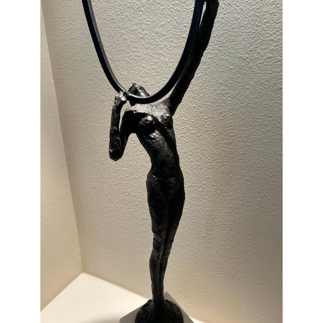 Modern Abstract Figural Sculptural Candleholders - Pair on White Stone Bases For Sale - Image 9 of 10