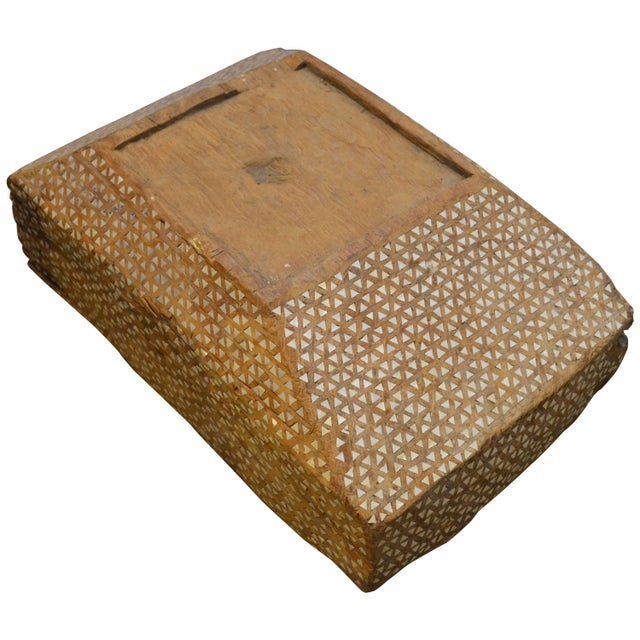 A pair of original teak wood column bases found in Sumatra. We added the shell inlay. Glass or Lucite can be added to the...