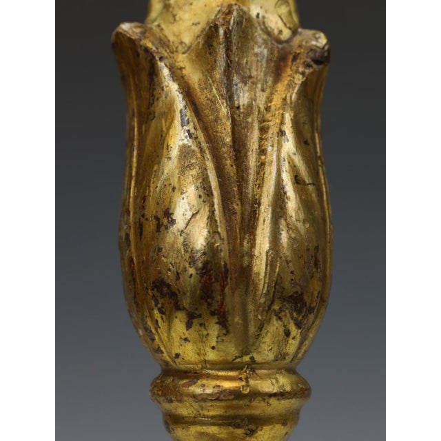 18th-Century Neoclassical Italian Giltwood and Polychrome Candlestick, 1800 For Sale - Image 11 of 18
