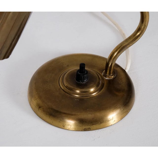 Metal Swedish Brass Table Lamp by Harlad Notini, 1940s For Sale - Image 7 of 9