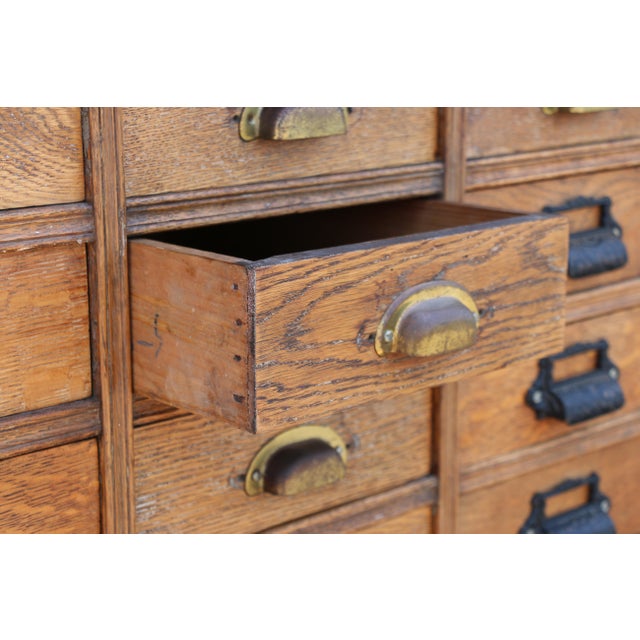 Antique 60-Drawer Solid Oak Apothecary Cabinet | Ventura County Workshop Cabinet For Sale In Los Angeles - Image 6 of 18