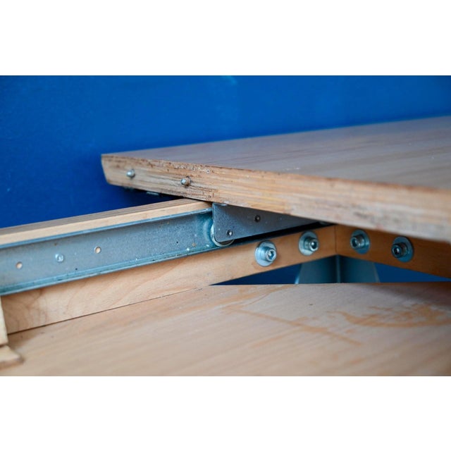 Extendable Table with Bent Steel and Light Wood Legs, 1990s For Sale - Image 17 of 18