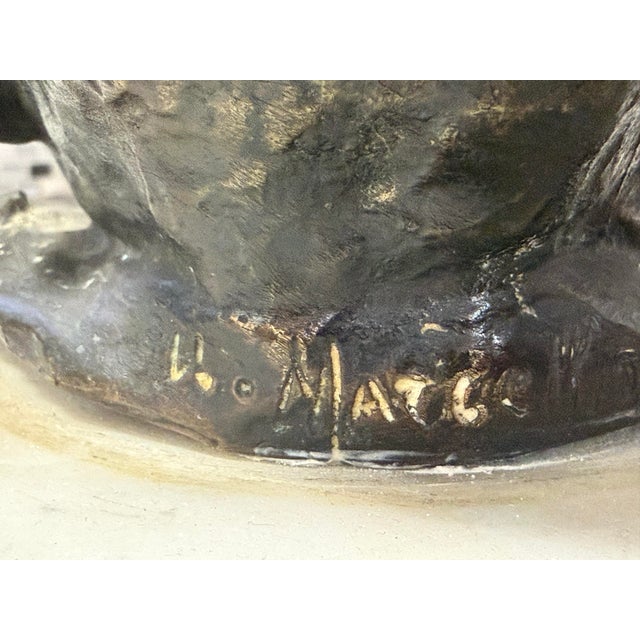 1960s Signed Mid-Century Modern Bronze Infant Bust on Marble Base For Sale - Image 9 of 10