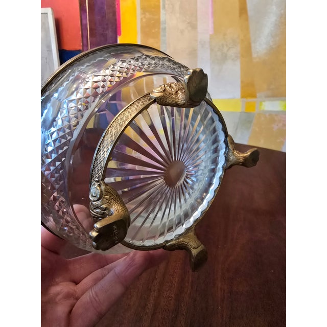 Antique Baccarat Style Crystal and Bronze Footed Bowl For Sale - Image 9 of 10