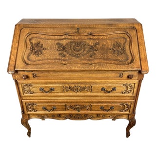 Vintage Secretaire in Oak For Sale