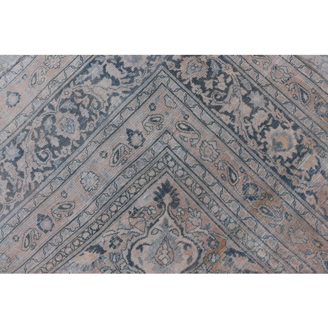 Antique Persian Khorassan Rug With Soft Blue and Taupe Allover Medallion 9'7 X 13 For Sale - Image 16 of 16