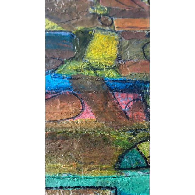 Jaddan Massanet Abstract Mixed Media Collage Painting 2003 Offered for sale is a geometric abstraction mixed media and...