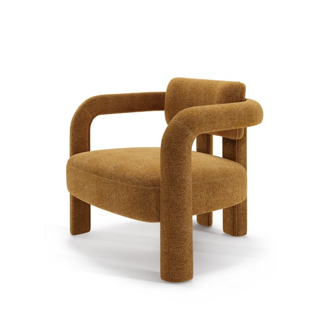 Double Arch Armchair in Camel Chenille from Insidherland For Sale - Image 10 of 10