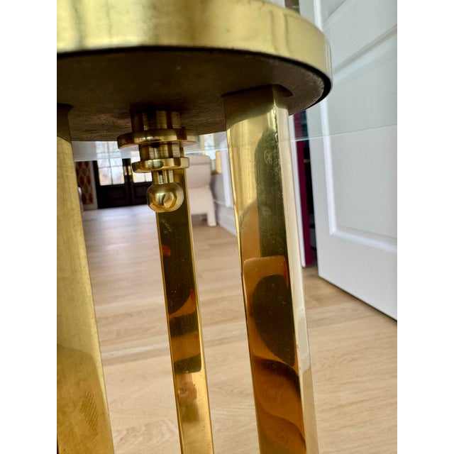 Vintage Neoclassical Solid Brass & Glass Martini / Side Table, Heavy For Sale In Chicago - Image 6 of 6