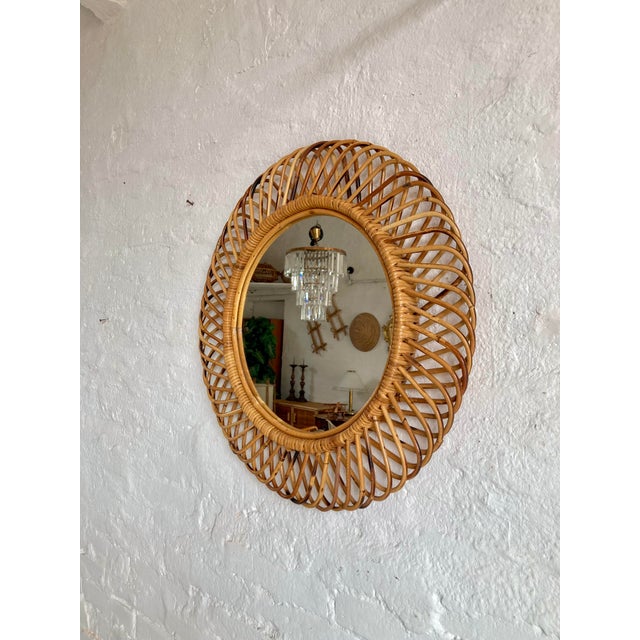 Mid-Century Modern Wicker Mirror attributed to Franco Albini, 1960s For Sale - Image 3 of 9