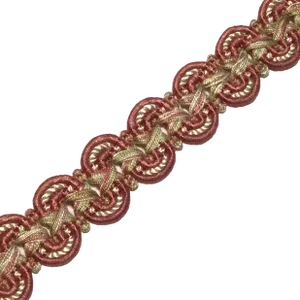 1980s Rose, Green and Off-White Braid From Italy (T-154 - E031f)