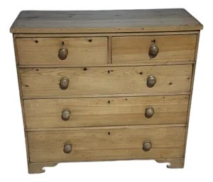 Antique Pine Two Over Three Drawers - Chest of Drawers From England
