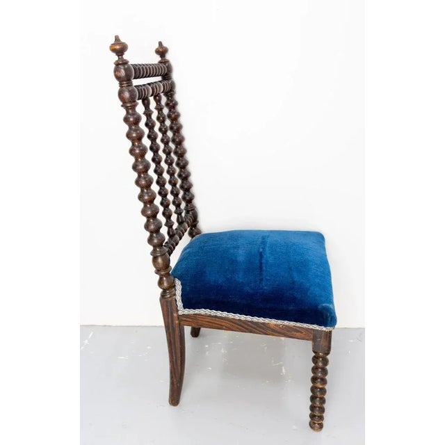 Napoleon III Chair with Turned Beech & Velvet for Child, 1880s For Sale - Image 5 of 12